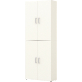 Home Office archiefkast TEMPIO, van hout, 4 deuren, 6 OH, B 800 x D 340 x H 2130 mm, wit/wit