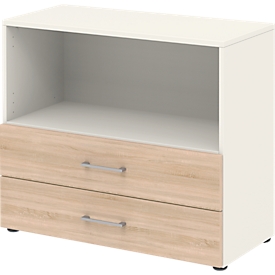 Home Office combinatierek TEMPIO, van hout, 2 laden, 2 OH, B 800 x D 340 x H 720 mm, wit/Sonoma eik