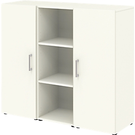 Home Office dressoir TEMPIO, van hout, 2 deuren, 1 legplank, 3 OH, B 1200 x D 340 x H 1070 mm, wit/wit