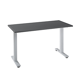 Home Office Schreibtisch Start Off, Rechteck, T-Fuß, B 1300 x T 650 x H 735 mm, graphit/weißaluminium 
