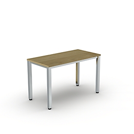 Home Office tafel Bexxstar, rechthoek, 4-poot vierkante buis, B 1200 x D 600 x H 740 mm, eiken decor/chroomzilver