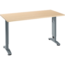 Home Office tafel Login, C-poot, B 1300 x D 650 mm, ahorn/basaltgrijs