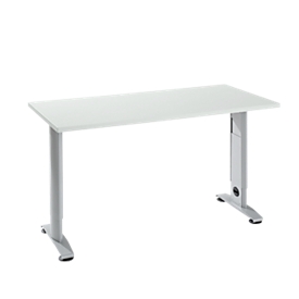 Home Office tafel Login, rechthoek, C-poot, B 1300 x D 650 mm, lichtgrijs/wit aluminium RAL 9006