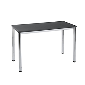 Home Office Tisch Bexxstar, Rechteck, 4-Fuß Rundrohr, B 1200 x T 600 x H 740 mm, schwarz/chromsilber