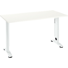 Home Office Tisch Login, C-Fuß, B 1300 x T 650 mm, weiß/verkehrsweiß