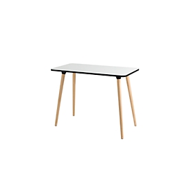 Home Office Tisch, Rechteck, 4-Fuss Gestell aus Massivholz, B 1140 x T 600 x H 750 mm, weiss/Buche