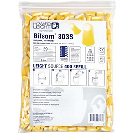HONEYWELL HOWARD LEIGHT Bouchons d'oreilles Bilsom 303S, EN 352-2, SNR 32 dB, recharge de 200 paires, polyuréthane blanc/jaune