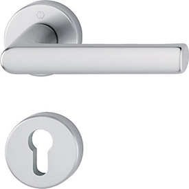 HOPPE Hamburg 1700/42KB/42KBS beslaggarnituur, aluminium F1, PZ DIN L/R, greeplengte 129 mm, voor deurdikte 37-47 mm