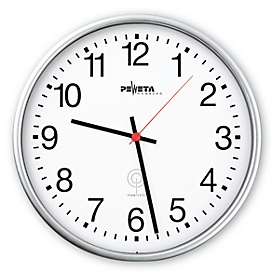 Horloge murale radio-pilotée, Ø 300 mm, argent mat