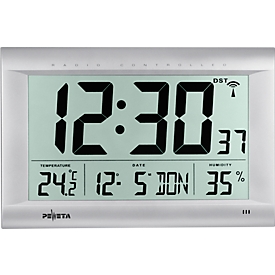 Horloge murale radio-pilotée numérique DCF 77 avec écran LC