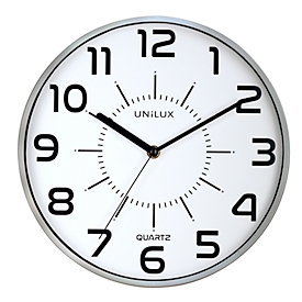 Horloge murale UNILUX Pop, quartz, Ø 30 cm, aiguilles silencieuses, gris métal