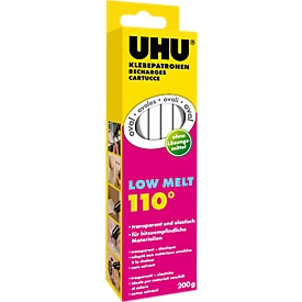 Hot glue gun cartridges UHU LT 110 Low Melt, 200 g, oval shape, for almost all materials