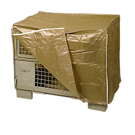 Housse imperméable pour caisse-palette métallique, 2 fermetures éclair, brun