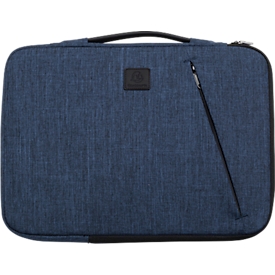 Housse pour ordinateur portable Exacompta Business, pour ordinateurs portables 13-14'', rembourrée, poignée &amp; poche zippée, L 370 x P 25 x H 280 mm, polyester post-consommation, bleu