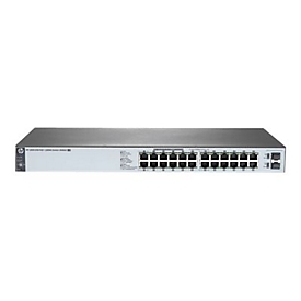 HPE 1820-24G-PoE+ (185W) - Switch - managed - 12 x 10/100/1000 (PoE+) + 12 x 10/100/1000 + 2 x Fast Ethernet/Gigabit SFP - Desktop, an Rack montierbar, wandmontierbar - PoE+ (185 W)