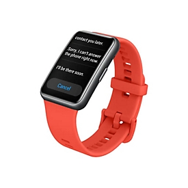 Huawei Watch Fit new - Schwarz - intelligente Uhr mit Riemen - Silikon - Pomelo Red - Handgelenkgröße: 130-210 mm