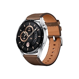 Huawei Watch GT 3 - Classic Edition - 46 mm - Silver Edelstahl - intelligente Uhr mit Riemen - Leder