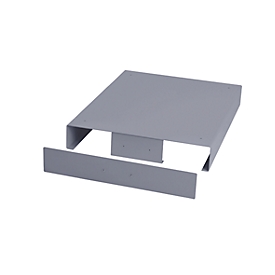 Hubwagensockel für Schubladenschrank Bedrunka+Hirth mit B 555 mm, inkl. Abdeckblech vorne & hinten, B 555 x T 736 x H 112 mm, Stahlblech