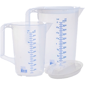 Huenersdorff measuring jug set, 2-piece, polypropylene transparent, closed handle, with lid