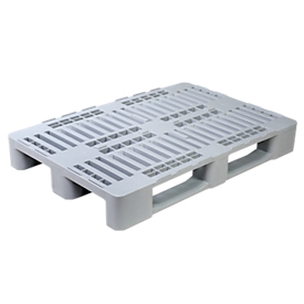 Hygiene pallet FP-H1, max. load 5000/1250 kg, 3 runners, closed upper &amp; lower deck, L 1200 x W 800 x H 160 mm, recycled HDPE, light grey, 3 pieces