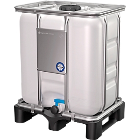 IBC container, 300 liter, zuurbestendig, onderrijdbaar, stapelbaar, UN-gekeurd, HDPE, B 800 x D 600 x H 996 mm, naturel