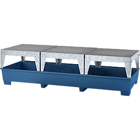 IBC-station ASECOS, staal, met 3 vulstandaarden en vorkheftruckschoenen, 1000 loopputinhoud, B 3280 x D 1300 x H 820 mm, geschilderd