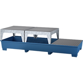 IBC-station ASECOS, staal, met rooster, 2 vulstandaarden en vorkheftruckschoenen, 1000 lcb, B 3280 x D 1300 x H 820 mm, geschilderd
