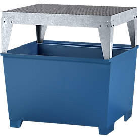 IBC-Station ASECOS, Stahl, mit Abfüllbock u. Staplerschuhen, 1000 l Auffangvolumen, B 1350 x T 1300 x H 1390, lackiert