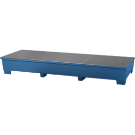 IBC-Station ASECOS, Stahl, mit Gitterrost u. Staplerschuhen, 1000 l Auffangvolumen, B 3280 x T 1300 x H 420 mm, lackiert