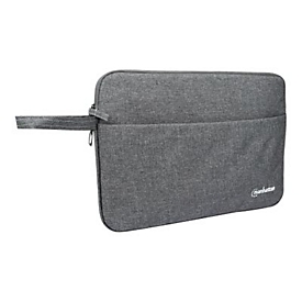 IC Intracom Manhattan Seattle Laptop Sleeve 14.5", Grey, Padded, Extra Soft Internal Cushioning, Main Compartment with double zips, Zippered Front Pocket, Carry Loop, Water Resistant and Durable, Notebook Slipcase, Three Year Warranty - Notebook-H...