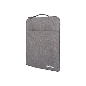 IC Intracom Manhattan Seattle Laptop Sleeve 15.6", Grey, Padded, Extra Soft Internal Cushioning, Main Compartment with double zips, Zippered Front Pocket, Carry Loop, Water Resistant and Durable, Notebook Slipcase, Three Year Warranty - Notebook-H...
