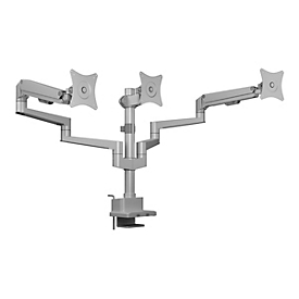 ICY BOX - Befestigungskit (Klemmmontagesockel, Tisch-Kabeldurchführung, 3 Displayhalterungen) - einstellbarer Arm - für 3 LCD-/Plasma-Konsolen - Kunststoff, Stahl, Aluminium - Silber/Grau