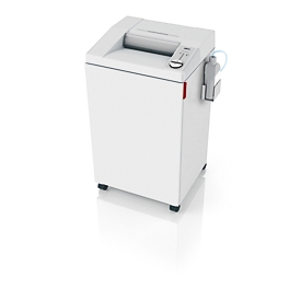 IDEAL Aktenvernichter 3104 SMC/O, Minischnitt 0,8 x 5 mm, P-7, 120 l, 8-9 Blatt Schnittleistung, Öler, mit Rollen, Blauer Engel, grau