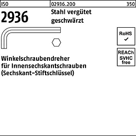Inbussleutels ISO 2936 inbus SW 0,9 gehard en getemperd staal 10st.
