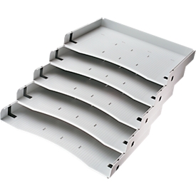 Inclined shelf, for Breno mobile pedestal &amp; pedestal stand, 5 compartments, plastic, light gray