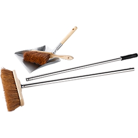 Industrial broom, coconut fiber, W 300 mm, incl. dustpan &amp; aluminum handle