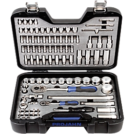 Industrie dopsleutelkoffer, maten 1/4" en 1/2", 91-delig