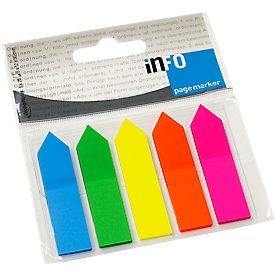 INFO Haftstreifen Page Marker, 12 mm x 50 mm, 5 x 25 Blatt, Pfeil