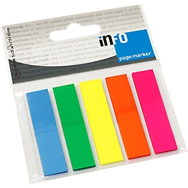 INFO kleefstroken Page Marker, 12 mm x 50 mm, 5 x 25 vellen, rechthoek