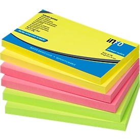 inFO Power Notes sticky notes, 125 x 75 mm, 80 sheets per pad, 6 pads 3 colours