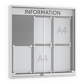 Informatiebord met schuifdeur, 60 mm diep, 3 x 2, aluminium zilverkleurig
