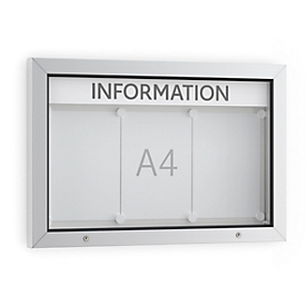 Informatiebord WSM, Horizontaal formaat, B 750 x D 70 x H 500 mm, voor binnen en buiten, afsluitbaar, incl. 10 magneten & tekstlijst,