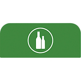 Informatiepaneel voor Rubbermaid configureerbaar recyclingstation, voor 57 liter containerunit, B 367 x H 203 x D 20 mm, glas, groen