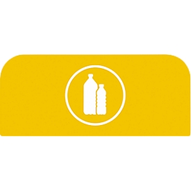 Information panel for Rubbermaid configurable recycling station, for 87 liter container unit, W 489 x H 203 x D 20 mm, plastic, yellow