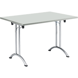 Inklapbare tafel, 1200 x 700 mm, lichtgrijs/blank aluminium 