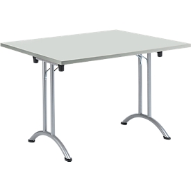 Inklapbare tafel, 1200 x 800 mm, lichtgrijs/blank aluminium 