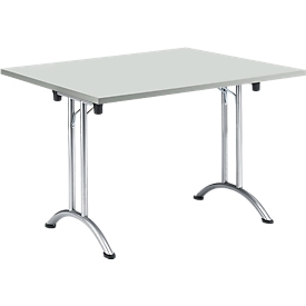 Inklapbare tafel, 1200 x 800 mm, lichtgrijs/chroom 