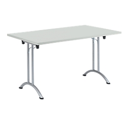 Inklapbare tafel, 1400 x 700 mm, lichtgrijs/blank aluminium 