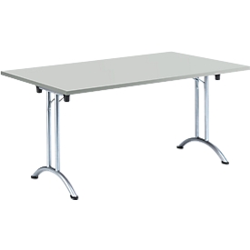 Inklapbare tafel, 1600 x 800 mm, lichtgrijs/chroom 