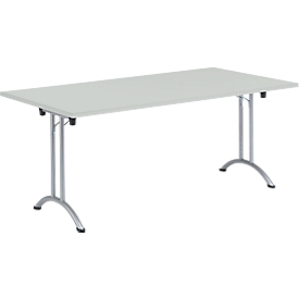 Inklapbare tafel, 1800 x 800 mm, lichtgrijs/blank aluminium 
